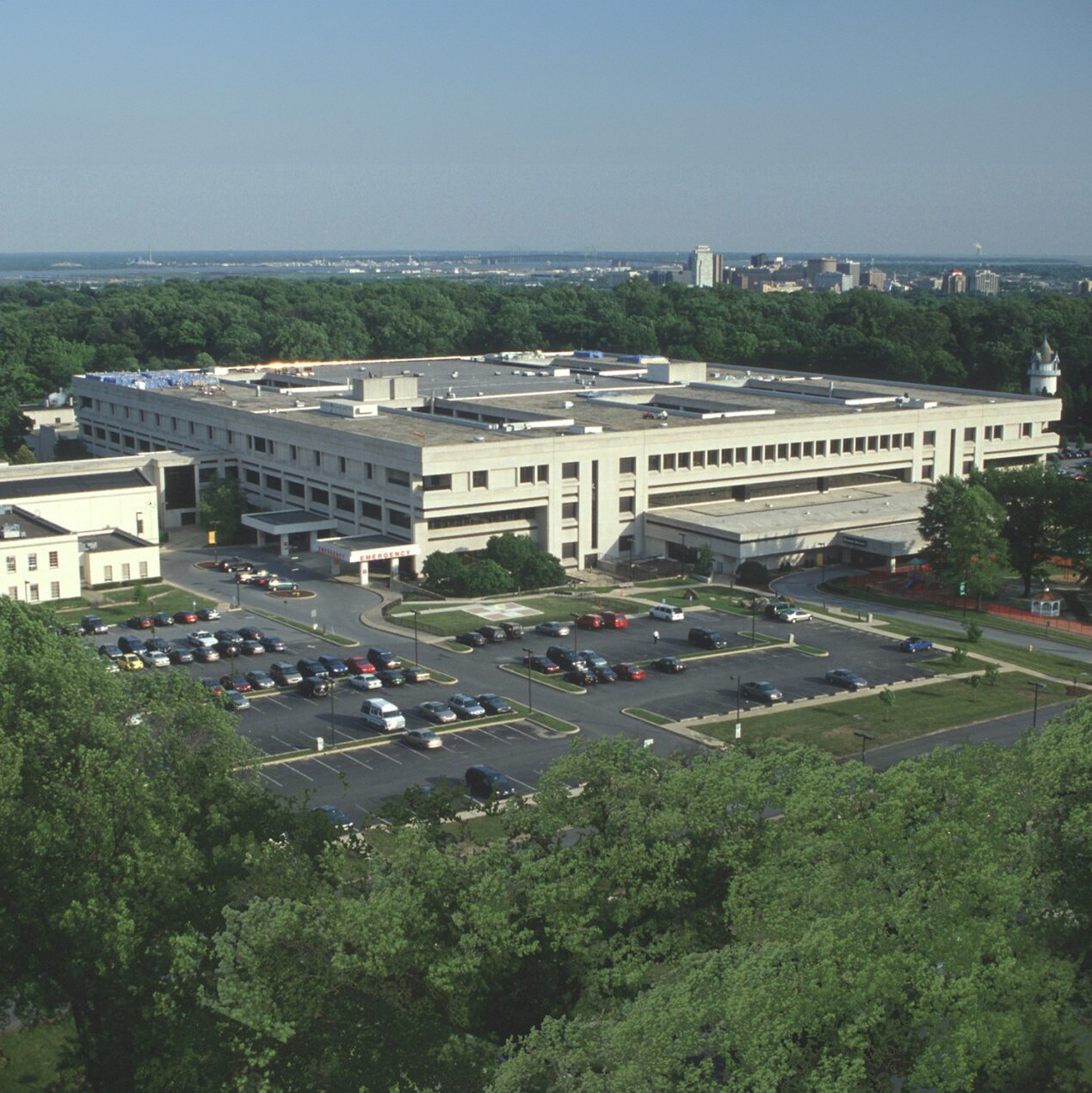 Historical photograph of Alfred I. duPont Hospital from the bell tower.